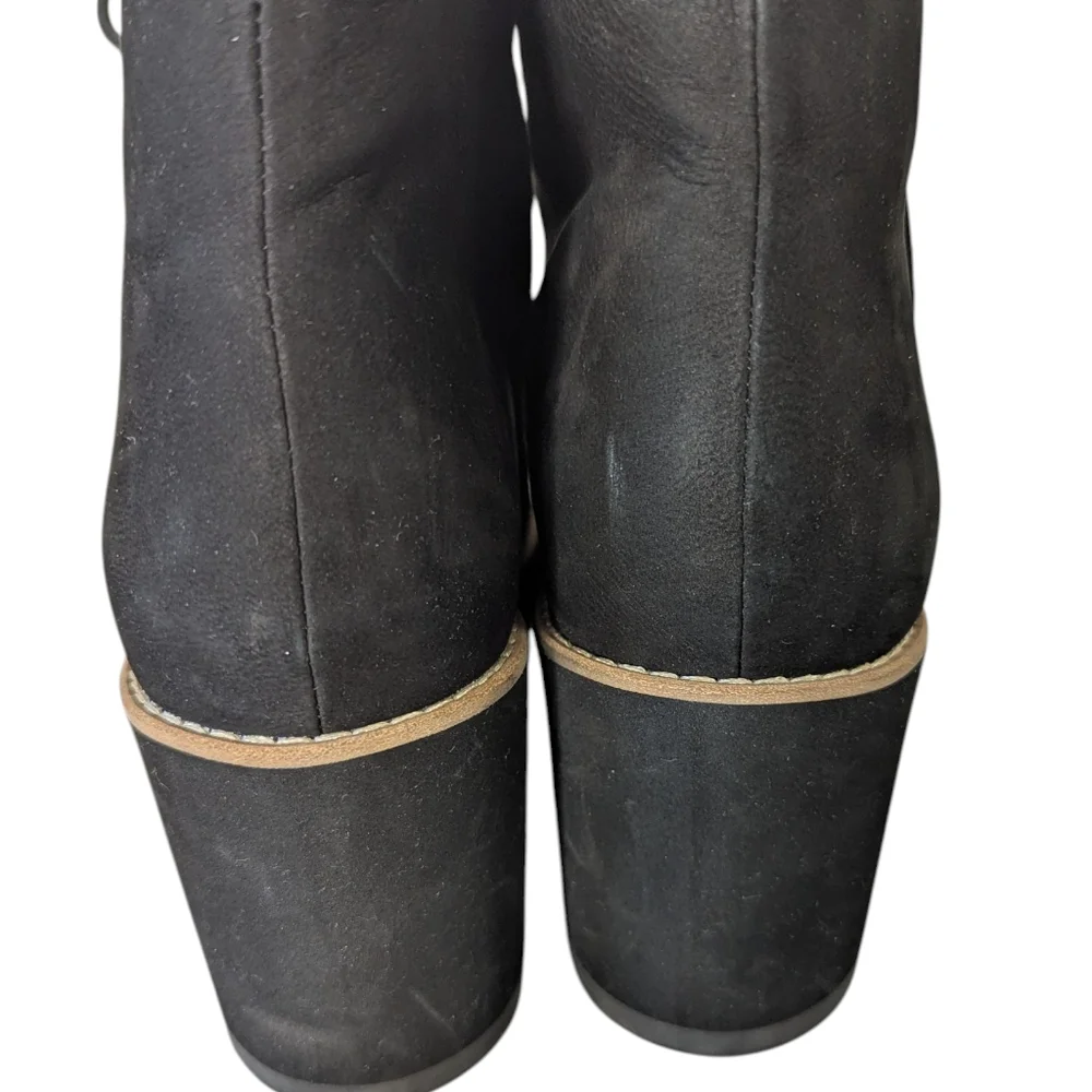 Eileen Fisher Alpine Boots  Black Leather Wedge Heel ..Size 11
